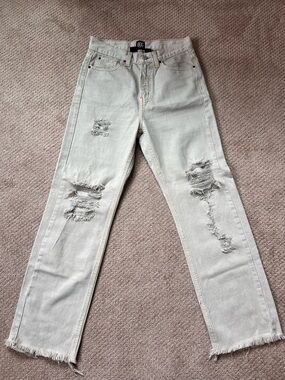 BDG Light Tan Distressed Straight-Leg Jeans